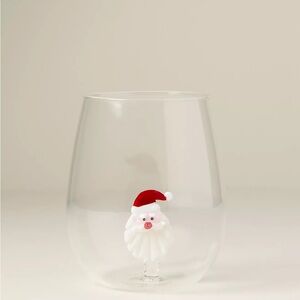 ❤️ Anthropologie Santa Stemless Wine Glass | NIB